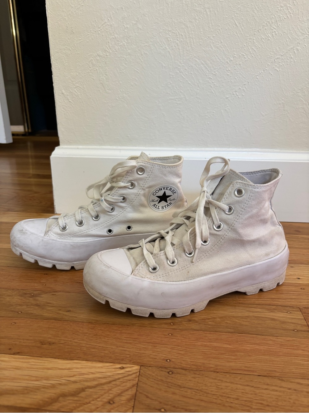 Converse White High Top Lug Sole Sneakers